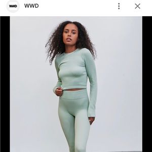 *Top Only* Forever 21 Ribbed Pantone Sage Long Sleeve Top Size S NWT